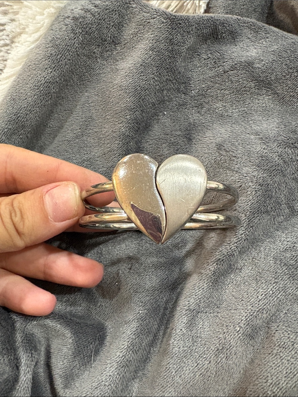Unbranded Heart Split Cuff Bracelet Women OS Silver Good Romantic Jewelry